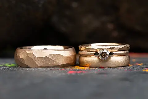 Eheringe Roségold mit Vorsteckringen